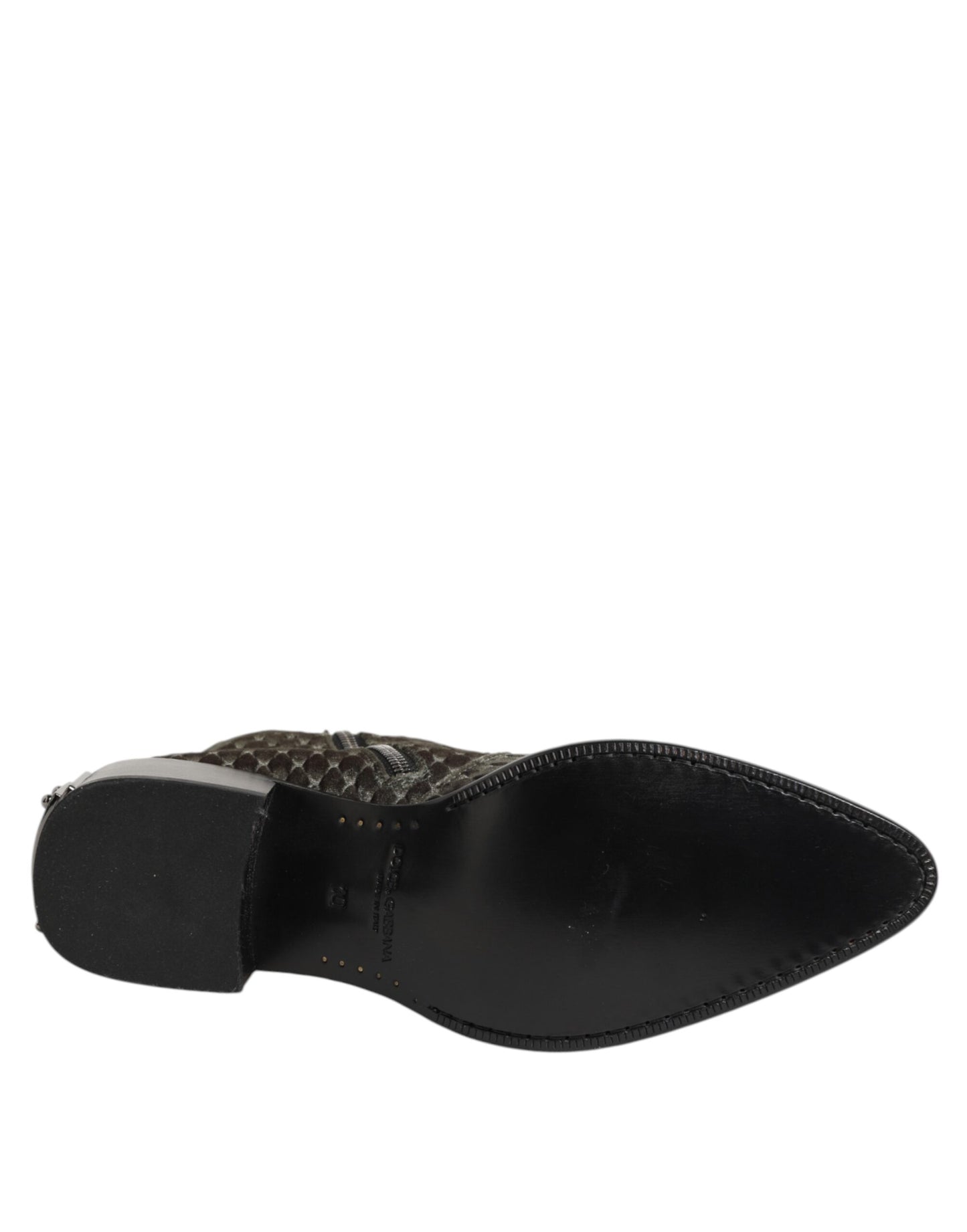 Dolce &amp; Gabbana Graue Baumwollsamt-Kurzstiefel mit mittlerer Wade