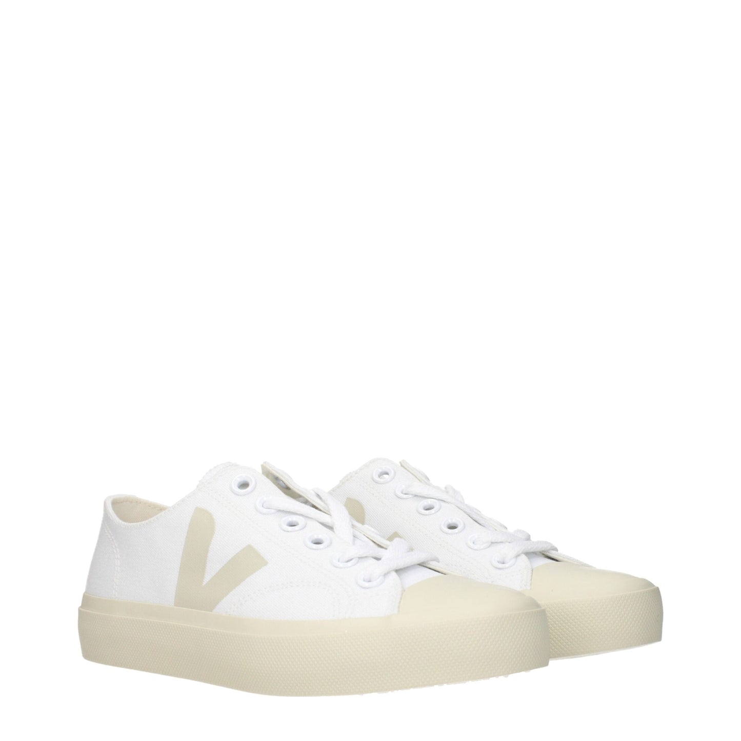 Veja – Niedrige Sneakers aus weißem Stoff