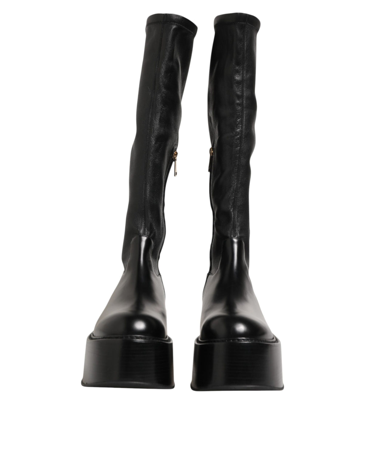 Dolce &amp; Gabbana – Overknee-Stiefel mit Logo-Plakette in Schwarz