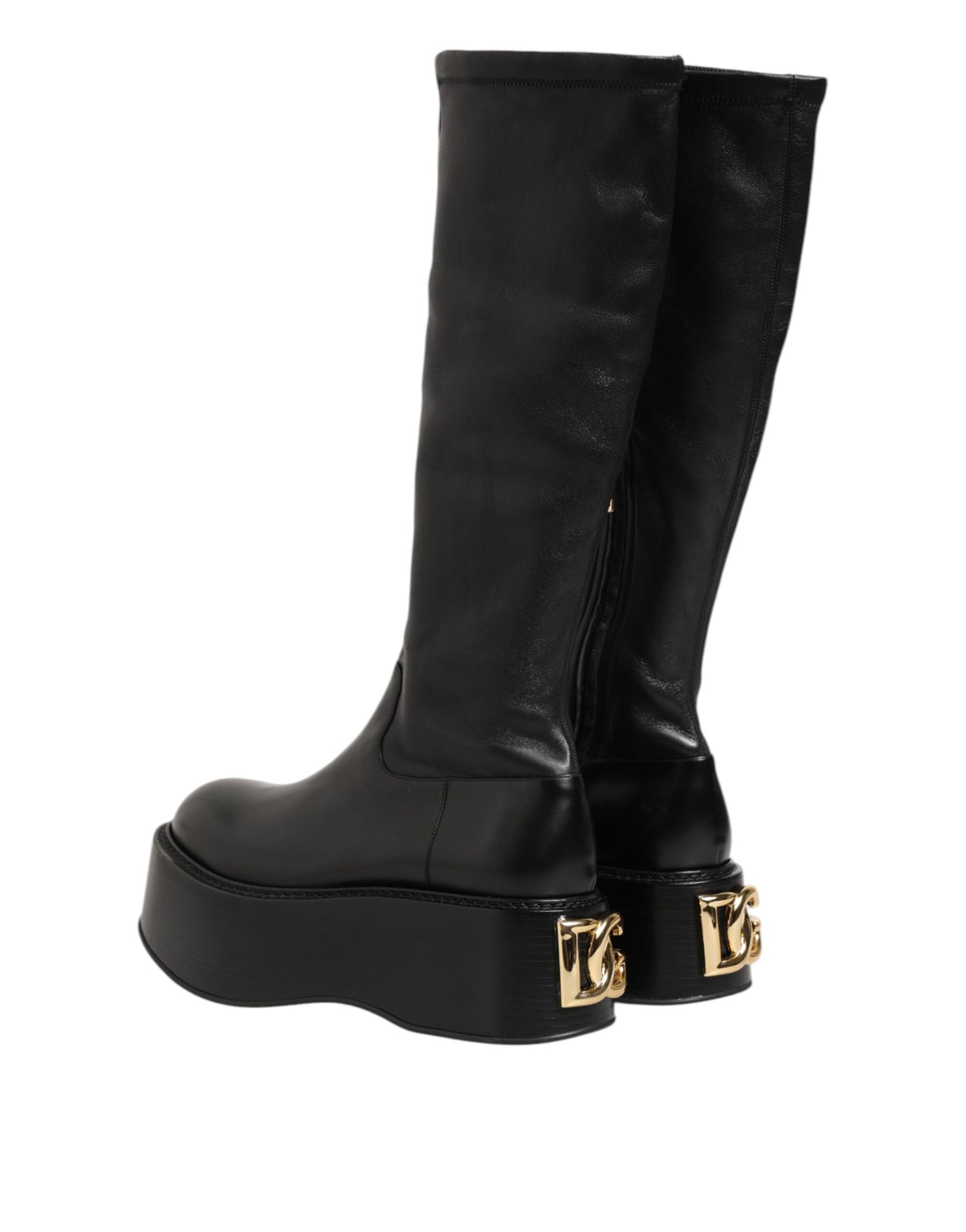 Dolce &amp; Gabbana – Overknee-Stiefel mit Logo-Plakette in Schwarz