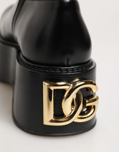 Dolce &amp; Gabbana – Overknee-Stiefel mit Logo-Plakette in Schwarz