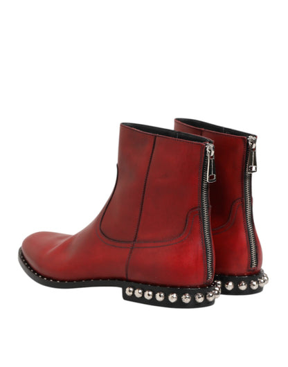 Dolce &amp; Gabbana Rote Chelsea-Stiefeletten mit Nieten