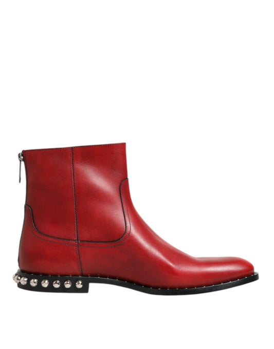 Dolce &amp; Gabbana Rote Chelsea-Stiefeletten mit Nieten