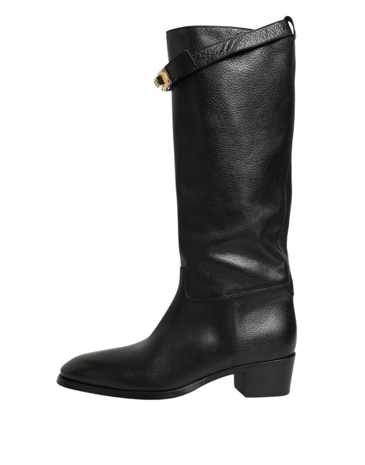 Dolce &amp; Gabbana – Overknee-Stiefel mit Logo-Plakette in Schwarz