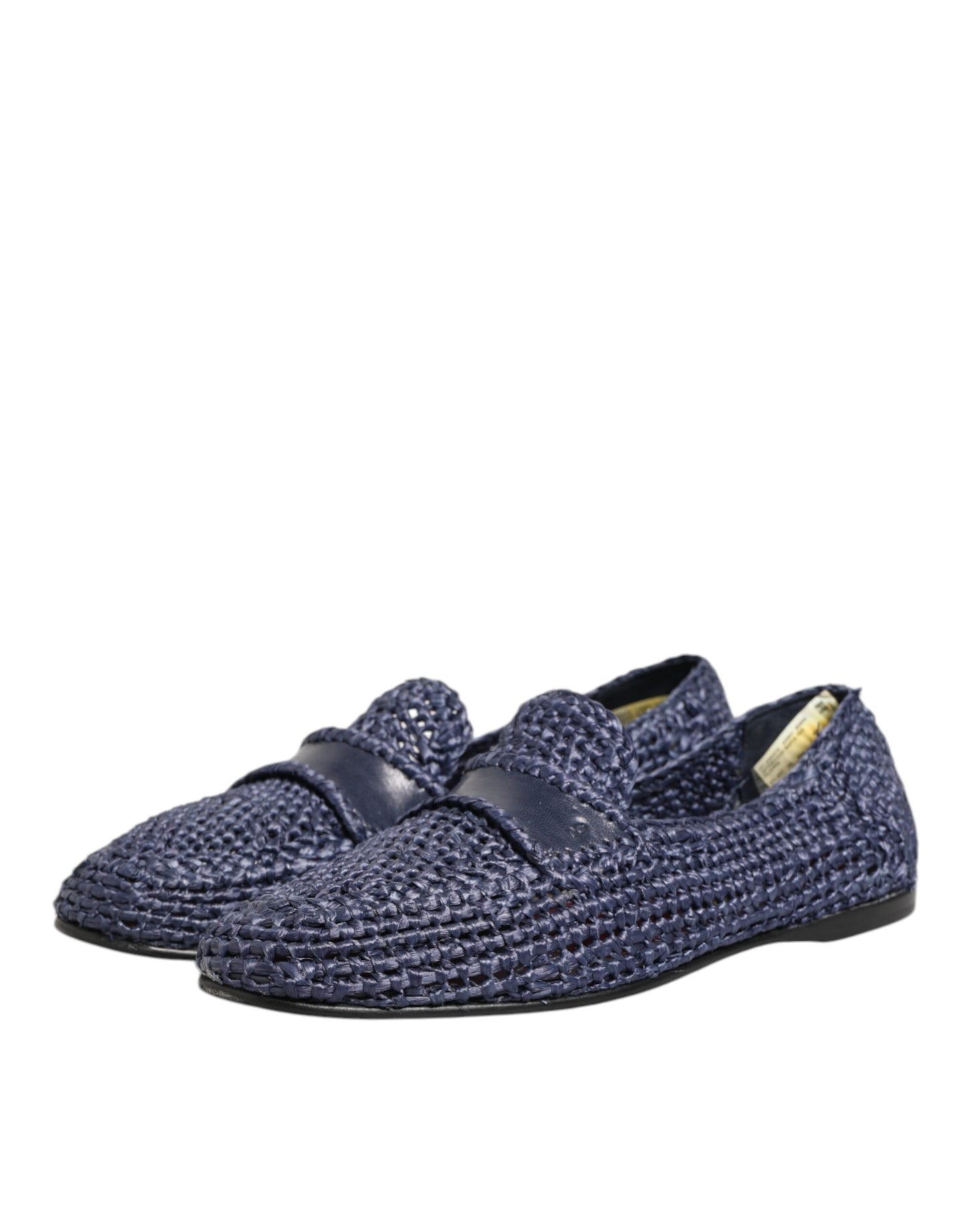 Dolce & Gabbana Blue Woven Leather Slip On Loafers Men Shoes