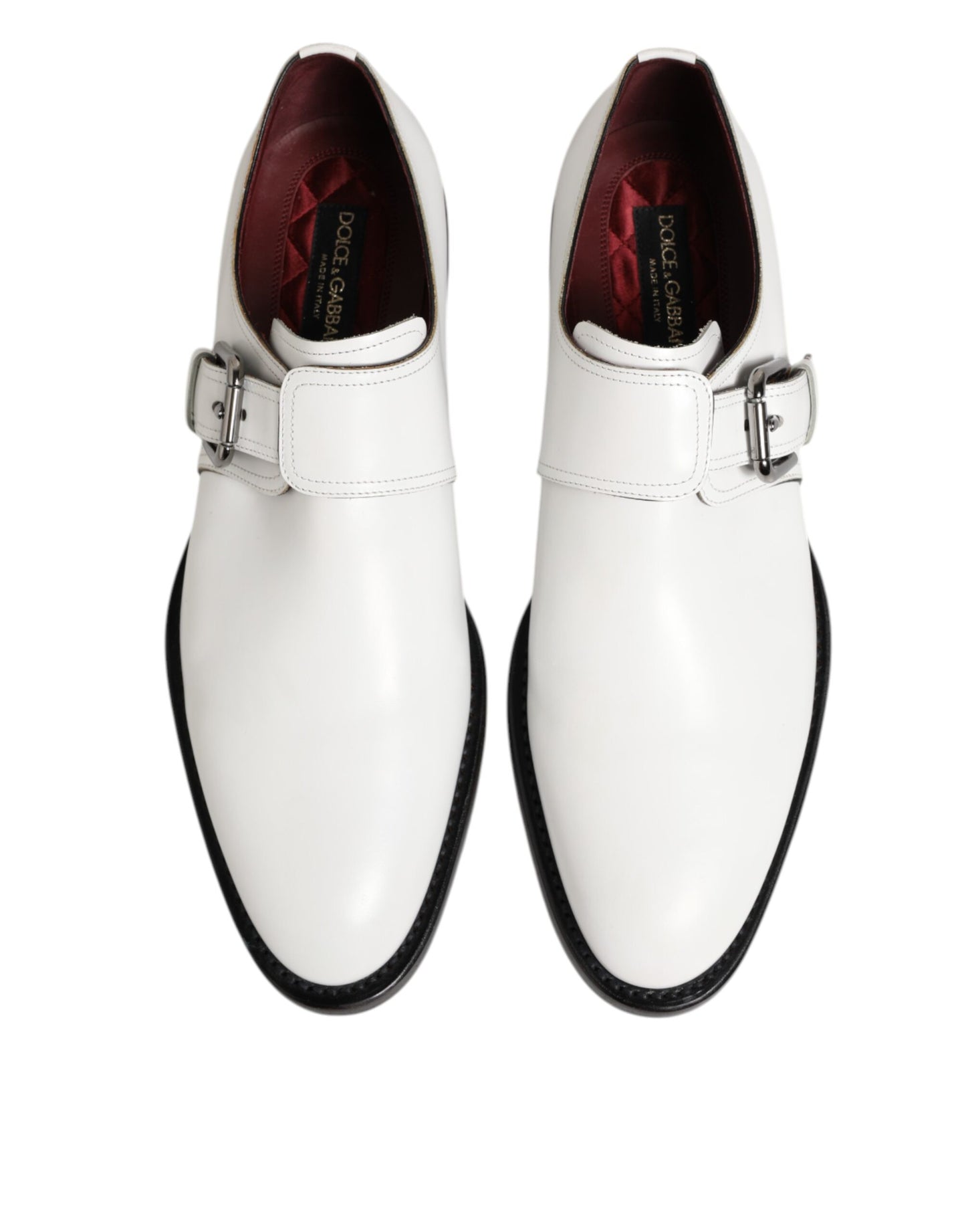 Dolce &amp; Gabbana – Formelle Derby-Schuhe aus weißem Leder mit Monkstrap