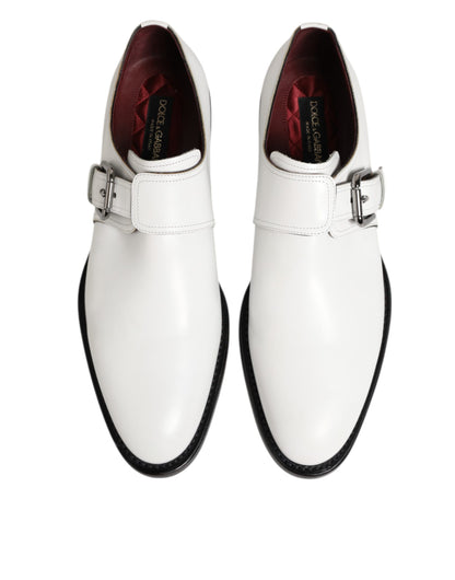 Dolce &amp; Gabbana – Formelle Derby-Schuhe aus weißem Leder mit Monkstrap