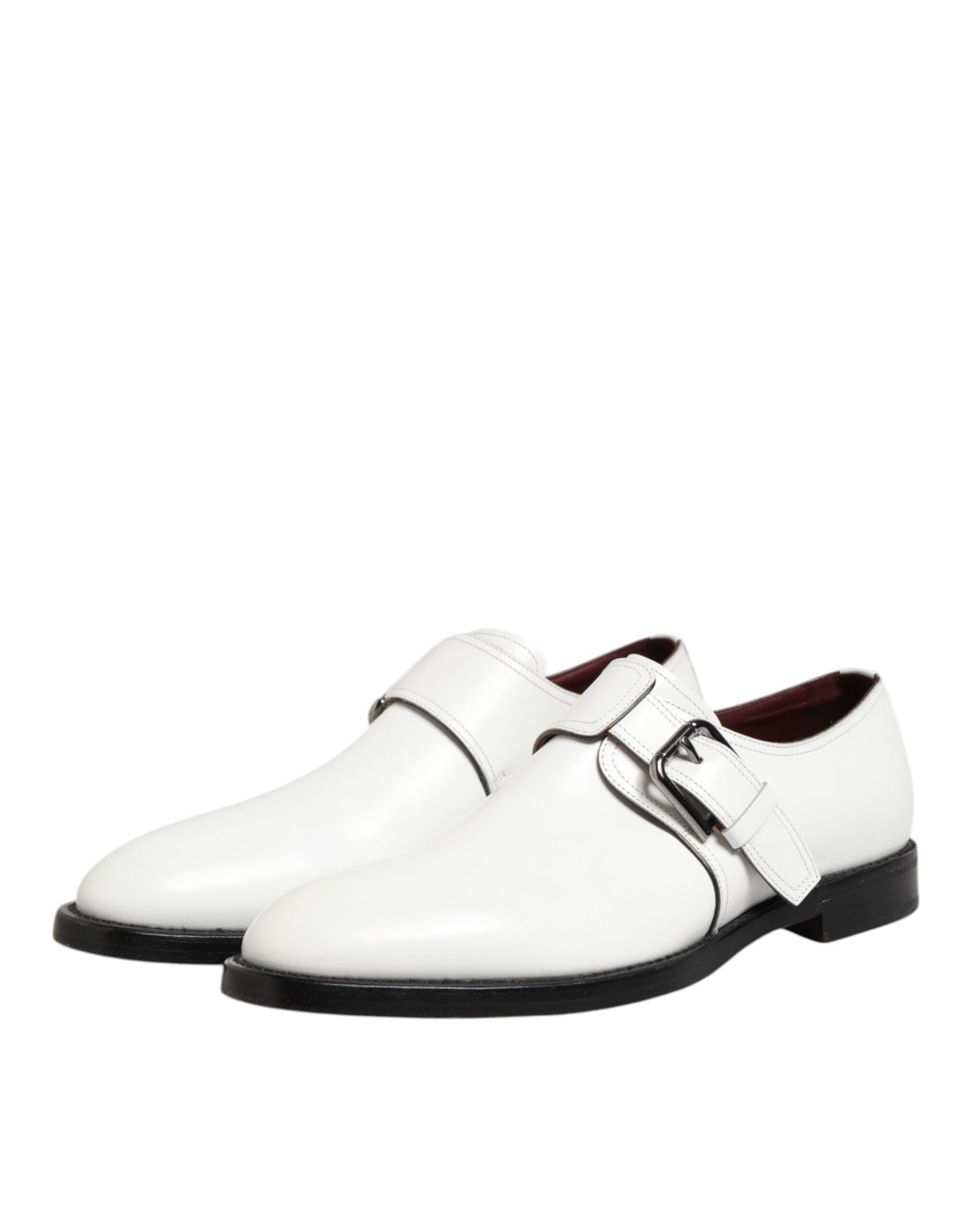Dolce &amp; Gabbana – Formelle Derby-Schuhe aus weißem Leder mit Monkstrap