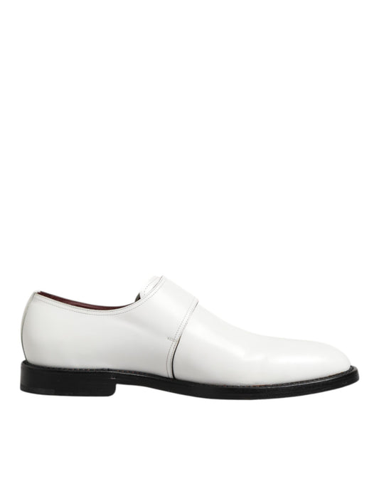 Dolce &amp; Gabbana – Formelle Derby-Schuhe aus weißem Leder mit Monkstrap