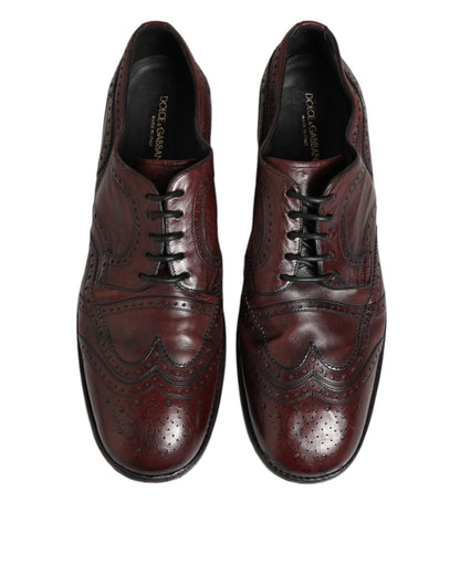 Dolce & Gabbana Bordeaux Leather Lace Up Dress Derby Shoes