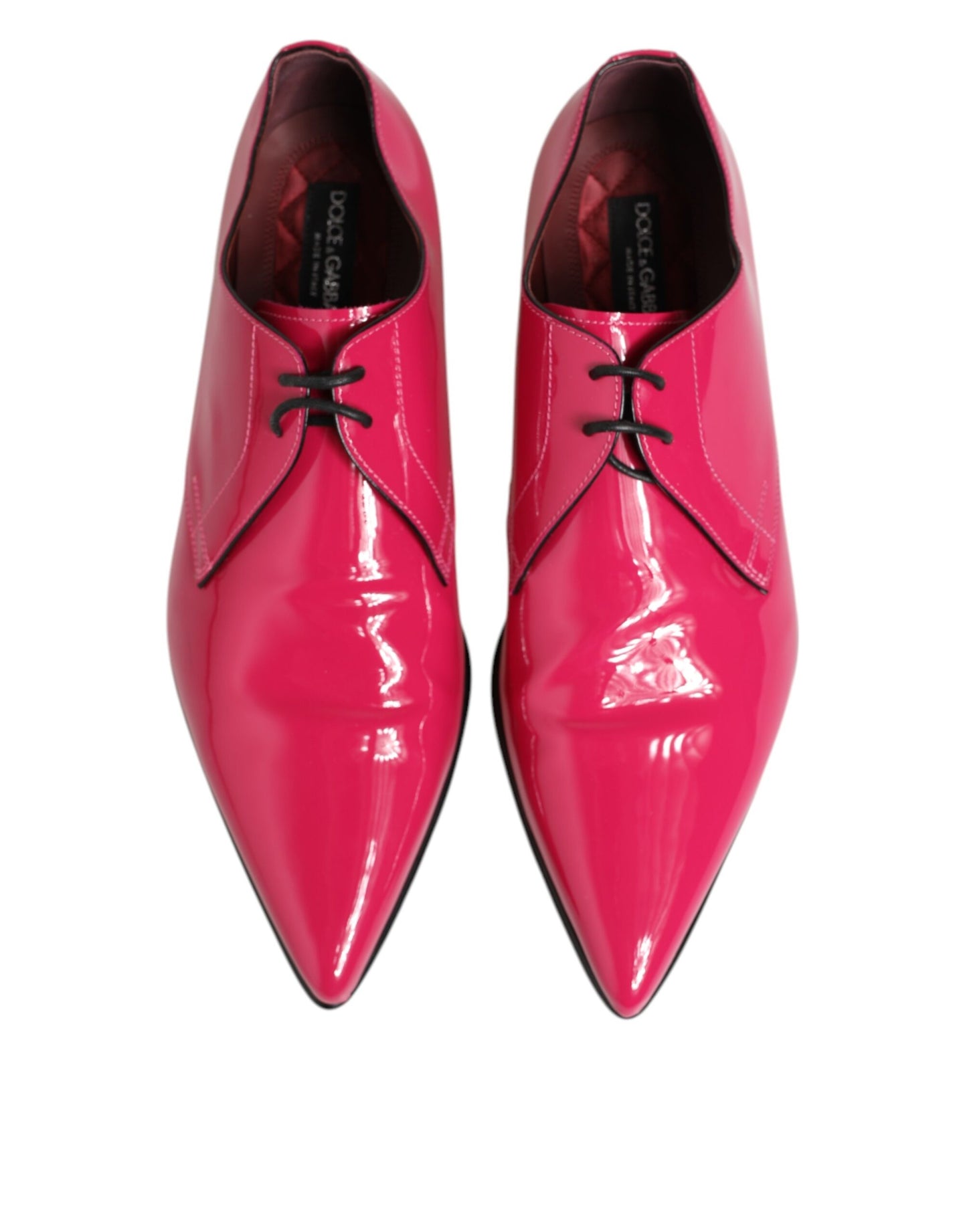 Dolce & Gabbana Pink Patent Leather Lace Up Dress Derby Shoes