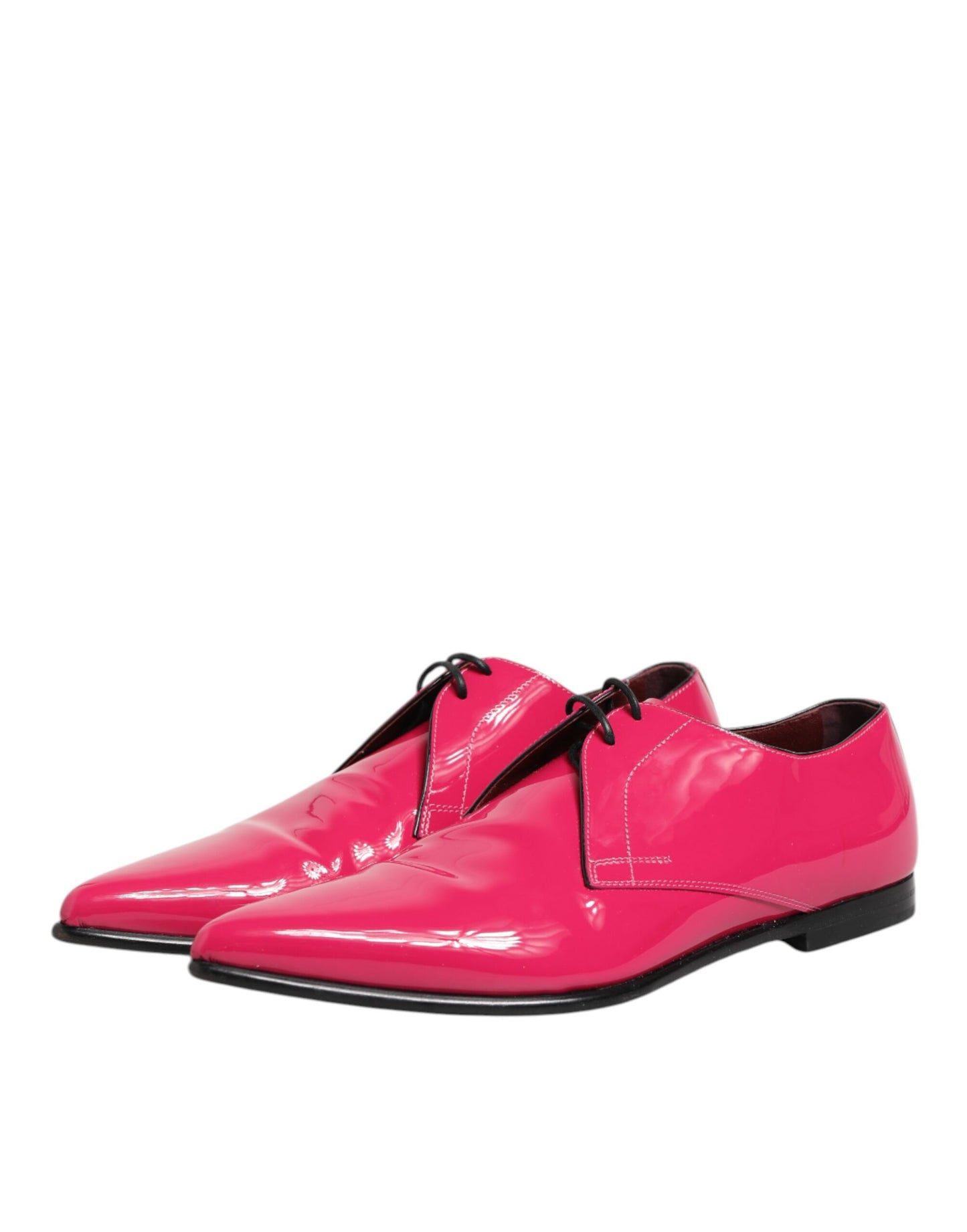 Dolce & Gabbana Pink Patent Leather Lace Up Dress Derby Shoes