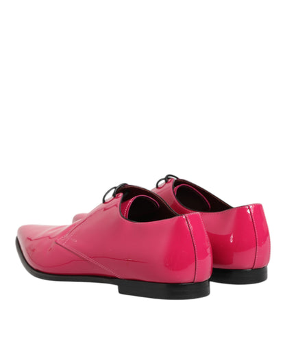 Dolce & Gabbana Pink Patent Leather Lace Up Dress Derby Shoes