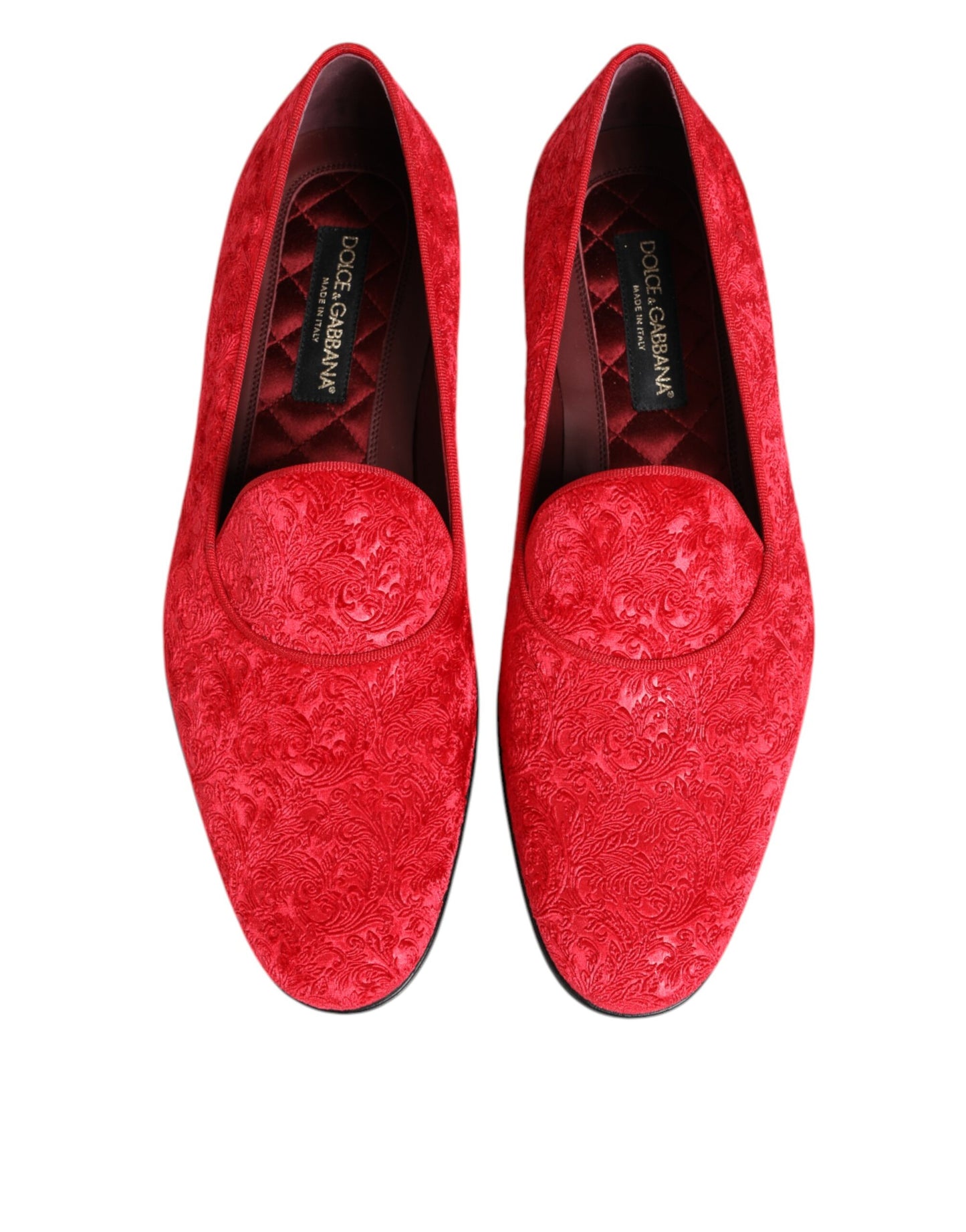 Dolce & Gabbana Red Jacquard Loafers Formal Men Dress Shoes