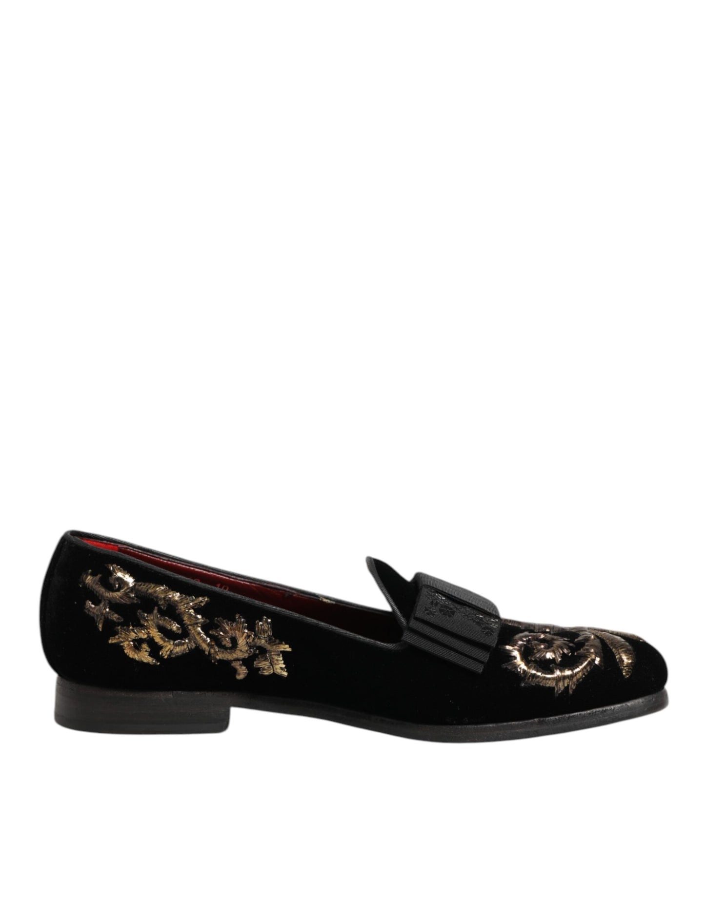 Dolce &amp; Gabbana – Formelle Loafer-Schuhe aus schwarzem Samt mit Stickerei