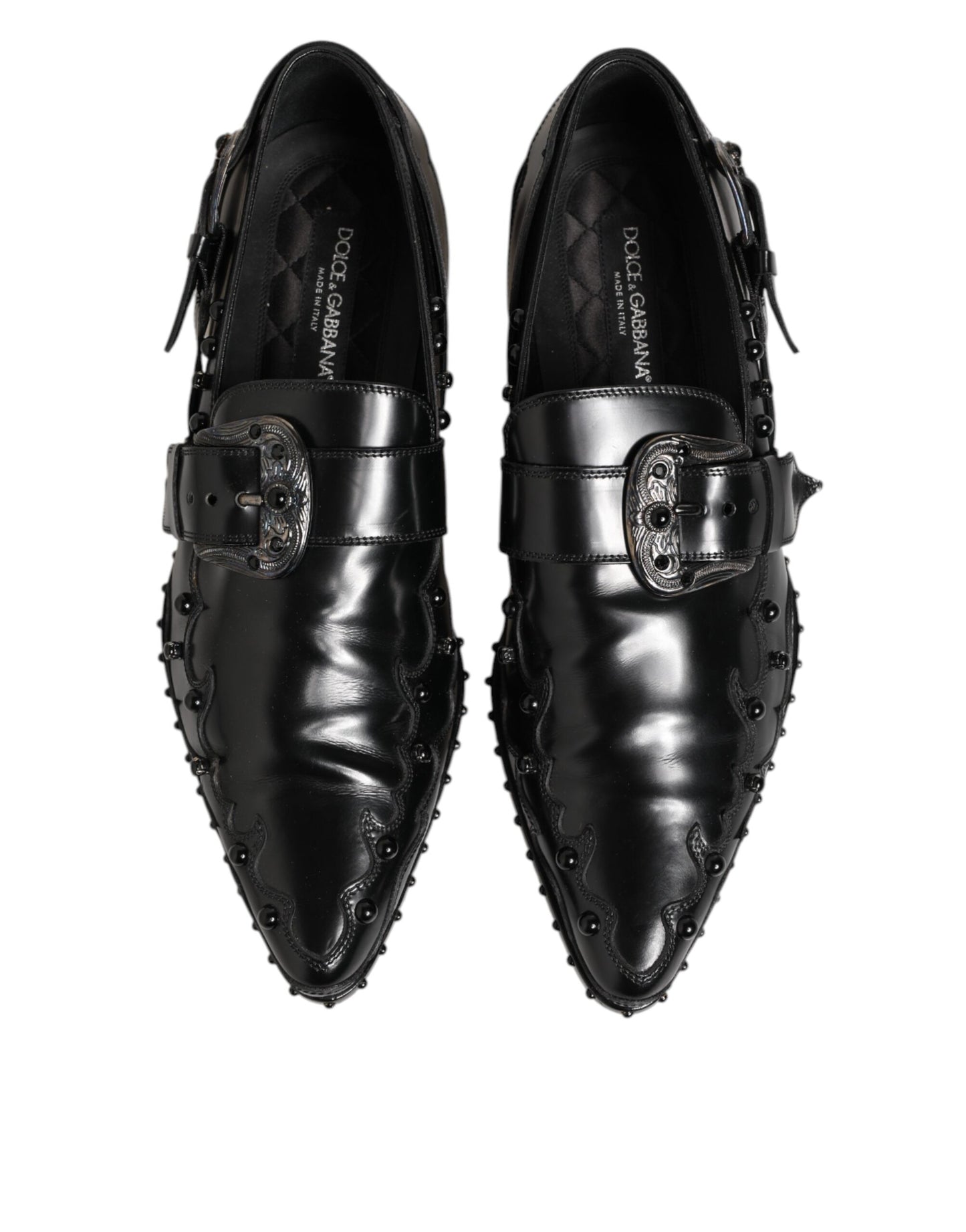 Dolce &amp; Gabbana – Schwarze Monkstrap-Schuhe mit Verzierung