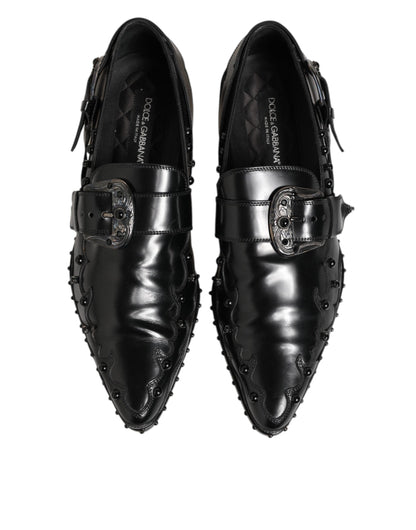 Dolce &amp; Gabbana – Schwarze Monkstrap-Schuhe mit Verzierung