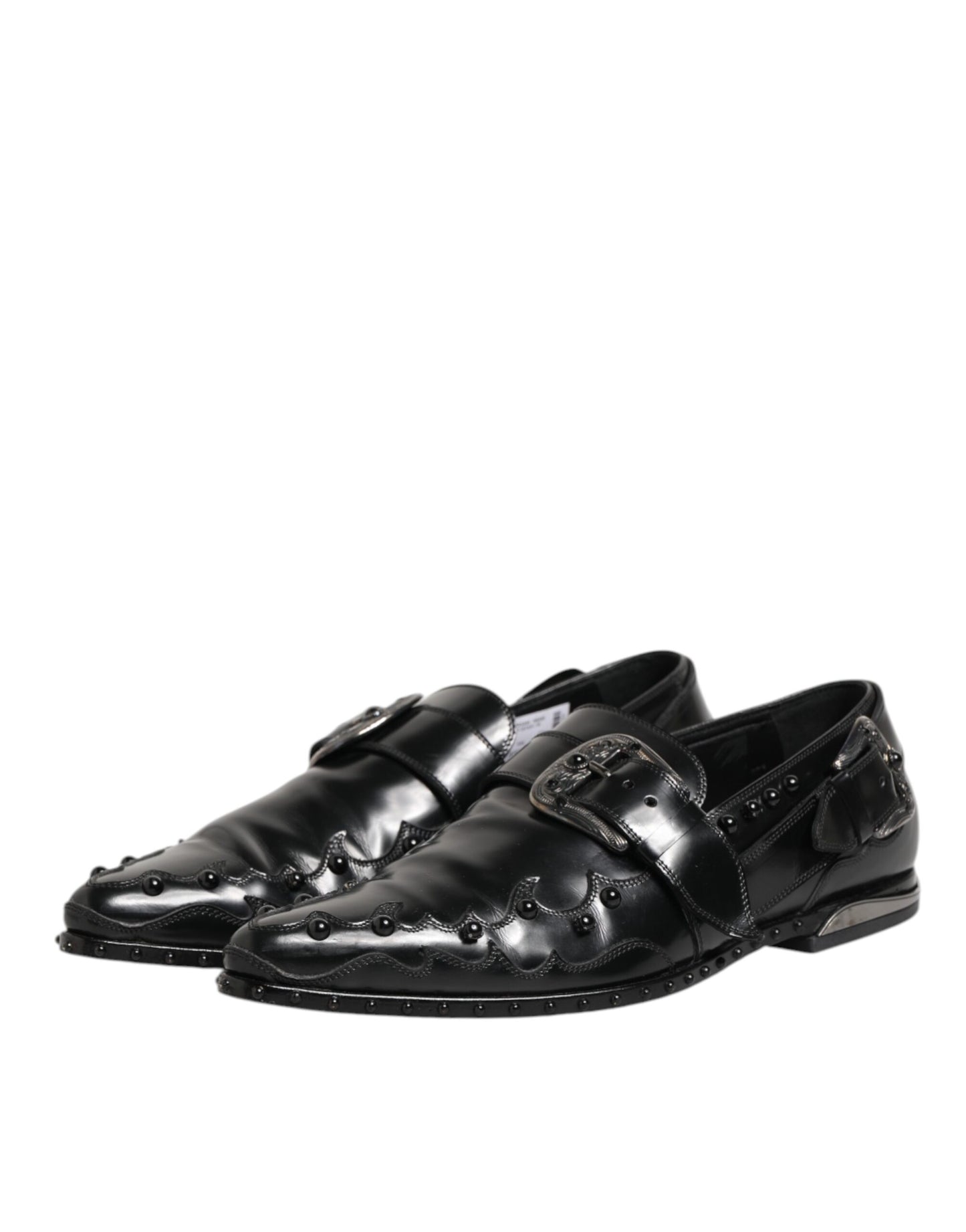 Dolce &amp; Gabbana – Schwarze Monkstrap-Schuhe mit Verzierung