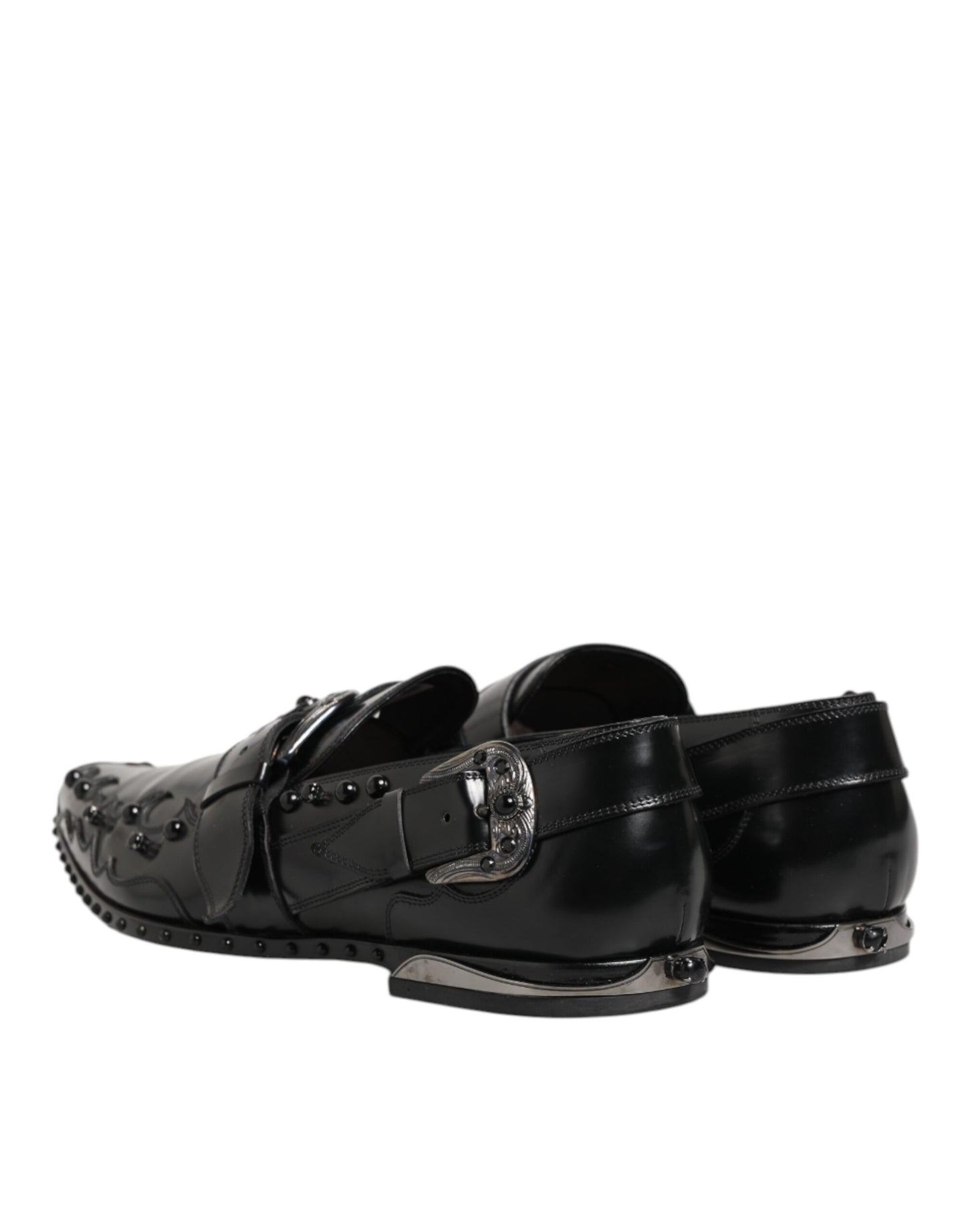 Dolce &amp; Gabbana – Schwarze Monkstrap-Schuhe mit Verzierung