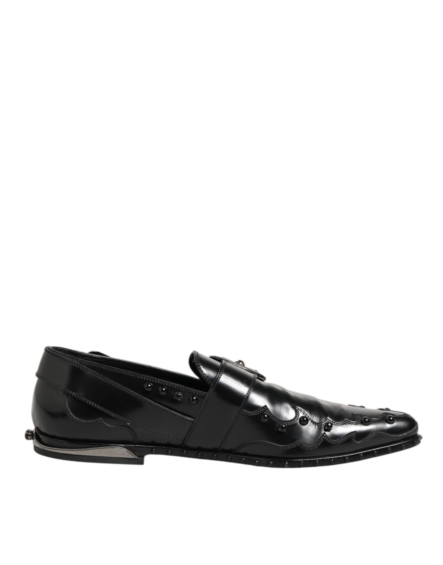 Dolce &amp; Gabbana – Schwarze Monkstrap-Schuhe mit Verzierung