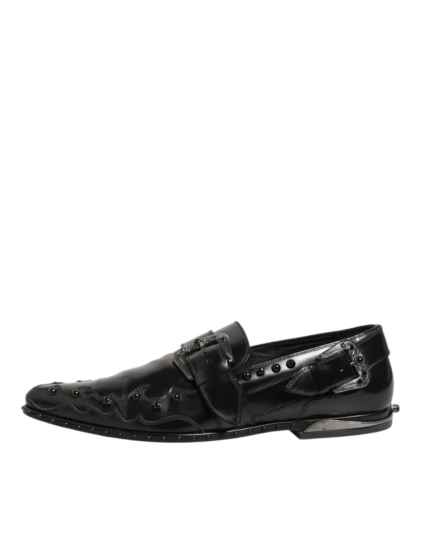 Dolce &amp; Gabbana – Schwarze Monkstrap-Schuhe mit Verzierung