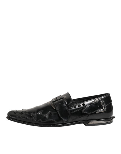 Dolce &amp; Gabbana – Schwarze Monkstrap-Schuhe mit Verzierung