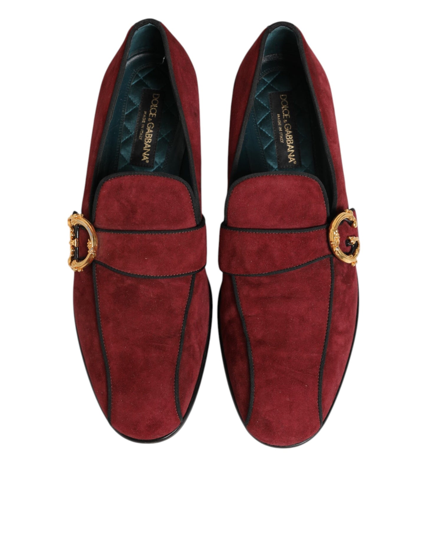 Dolce &amp; Gabbana – Bordeauxfarbene Loafer aus Wildleder mit Logo, formelle Abendschuhe