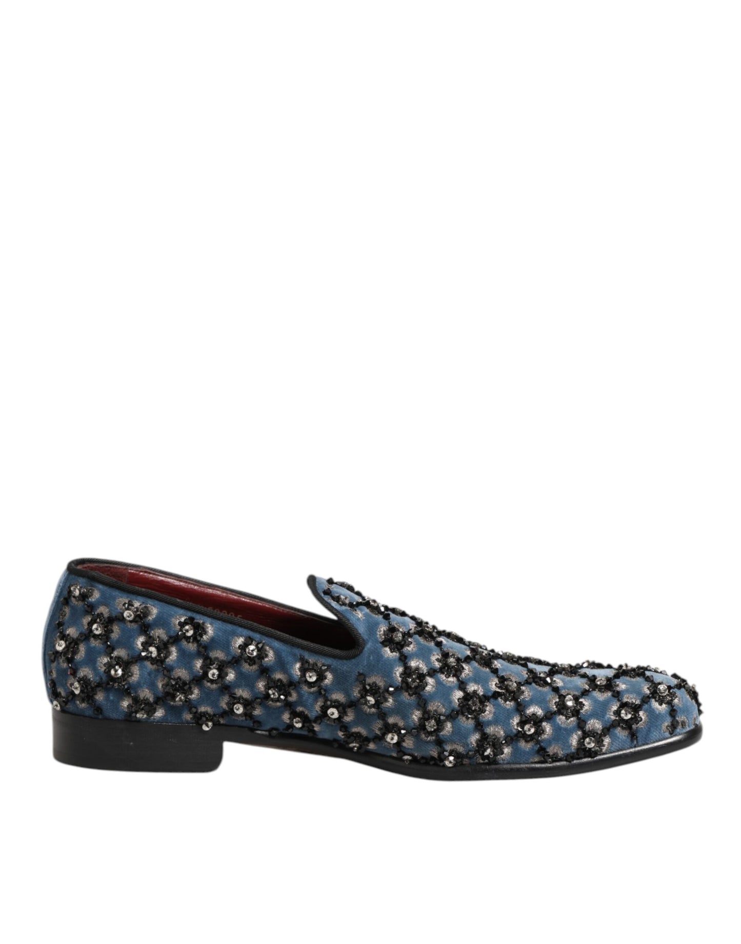 Dolce &amp; Gabbana – Blauer Samt-Loafer mit Kristallverzierung Herren Schuhe