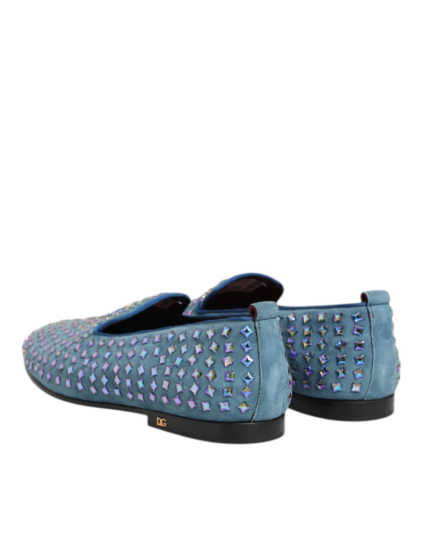 Dolce & Gabbana Blue Suede Studded Dress Men Loafers Shoes