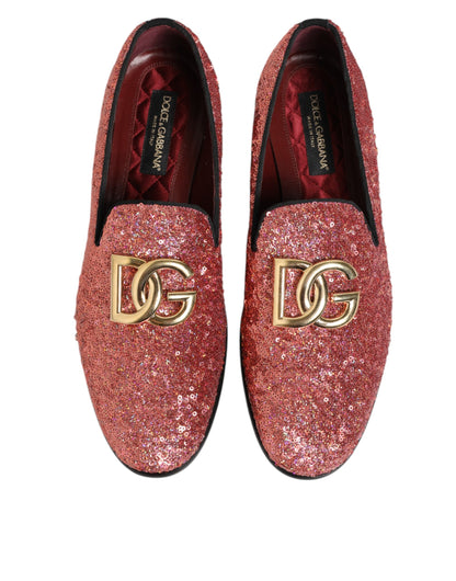Dolce &amp; Gabbana – Loafer mit Pailletten in Rosa – Formelle Kleidung für Herren
