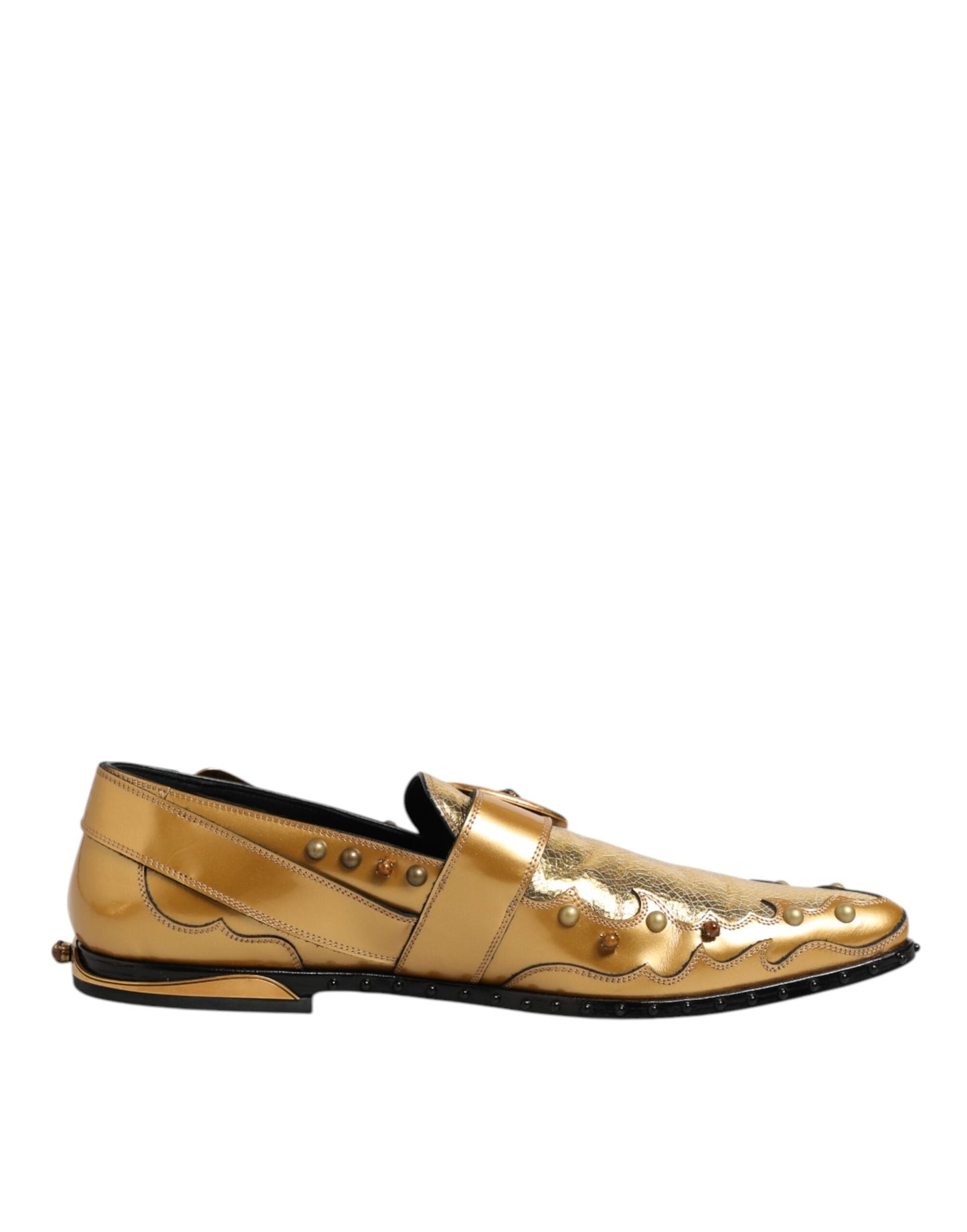 Dolce &amp; Gabbana – Monkstraps aus goldenem Leder für formelle Anlässe