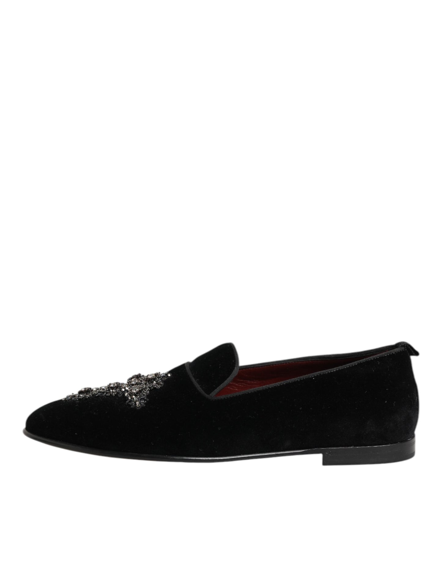Dolce & Gabbana Black Cross Embellished Slip On Loafers Dress Shoes