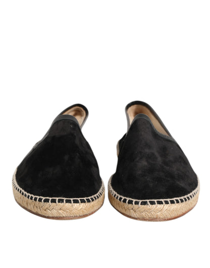 Dolce &amp; Gabbana – Espadrilles aus schwarzem Wildleder und Baumwollleder