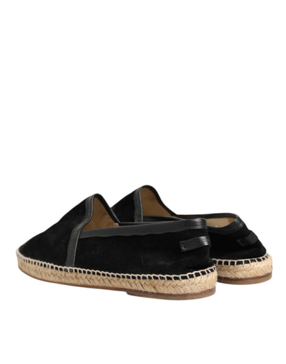 Dolce &amp; Gabbana – Espadrilles aus schwarzem Wildleder und Baumwollleder