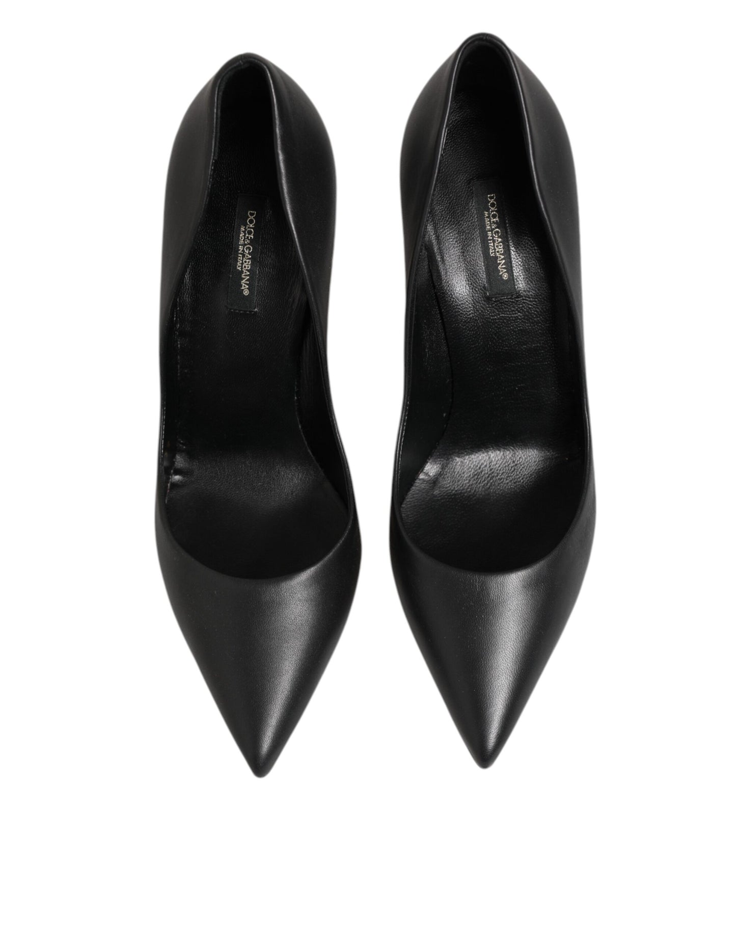 Dolce &amp; Gabbana Schwarze Leder Stiletto High Heels Pumps Schuhe