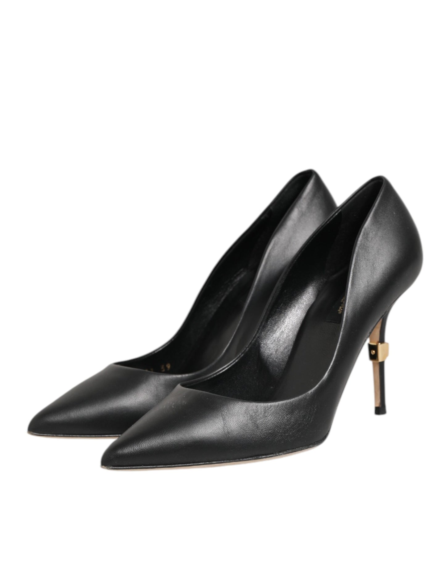 Dolce &amp; Gabbana Schwarze Leder Stiletto High Heels Pumps Schuhe