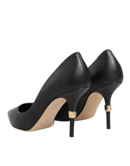 Dolce &amp; Gabbana Schwarze Leder Stiletto High Heels Pumps Schuhe