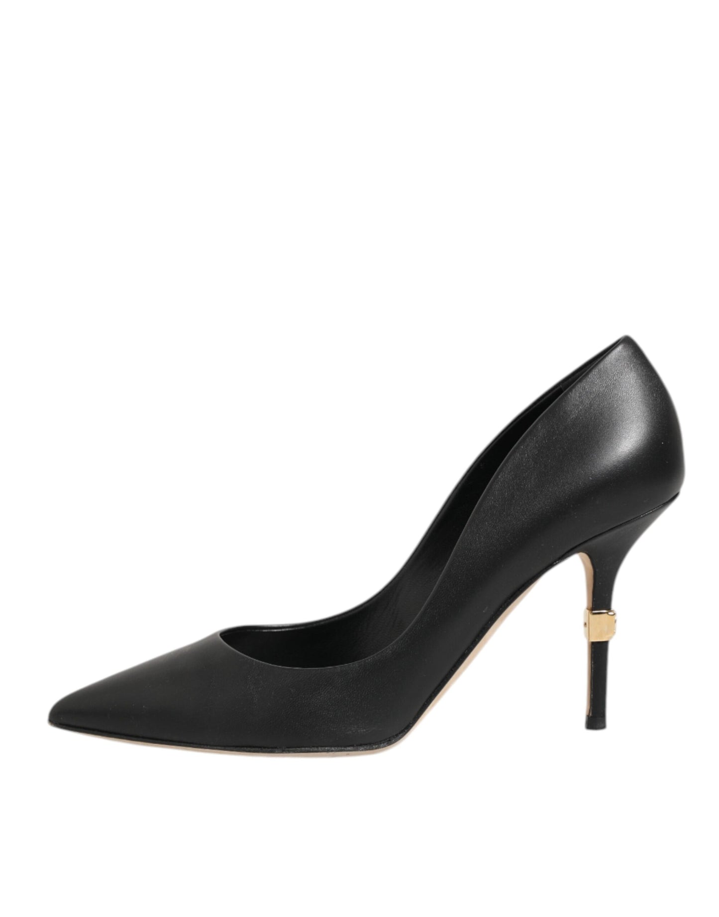 Dolce &amp; Gabbana Schwarze Leder Stiletto High Heels Pumps Schuhe