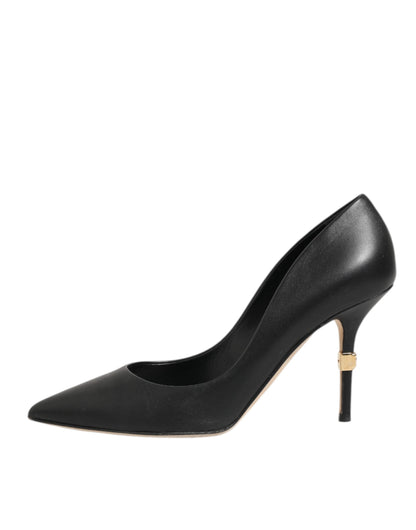 Dolce &amp; Gabbana Schwarze Leder Stiletto High Heels Pumps Schuhe