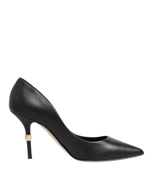 Dolce &amp; Gabbana Schwarze Leder Stiletto High Heels Pumps Schuhe