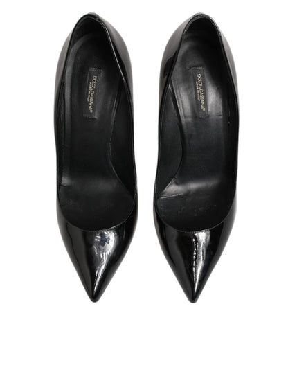 Dolce &amp; Gabbana Schwarze Leder Stiletto High Heels Pumps Schuhe