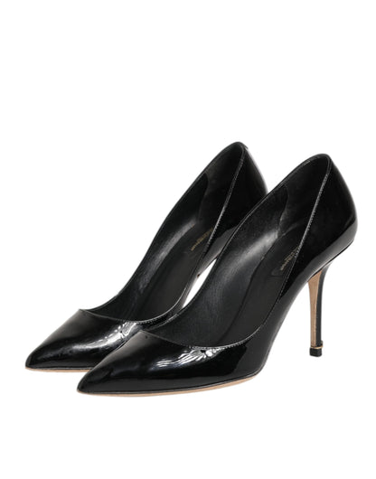 Dolce &amp; Gabbana Schwarze Leder Stiletto High Heels Pumps Schuhe