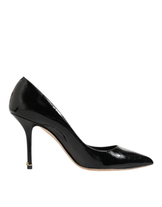 Dolce &amp; Gabbana Schwarze Leder Stiletto High Heels Pumps Schuhe