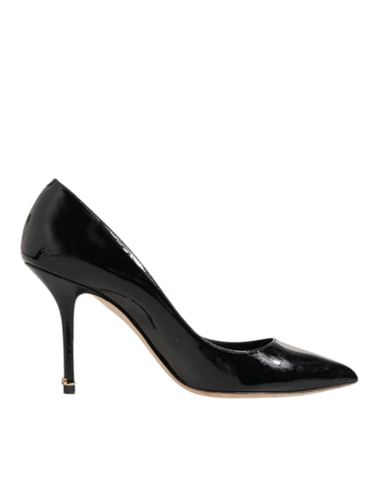 Dolce &amp; Gabbana Schwarze Leder Stiletto High Heels Pumps Schuhe