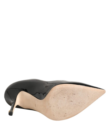 Dolce &amp; Gabbana Schwarze Leder Stiletto High Heels Pumps Schuhe