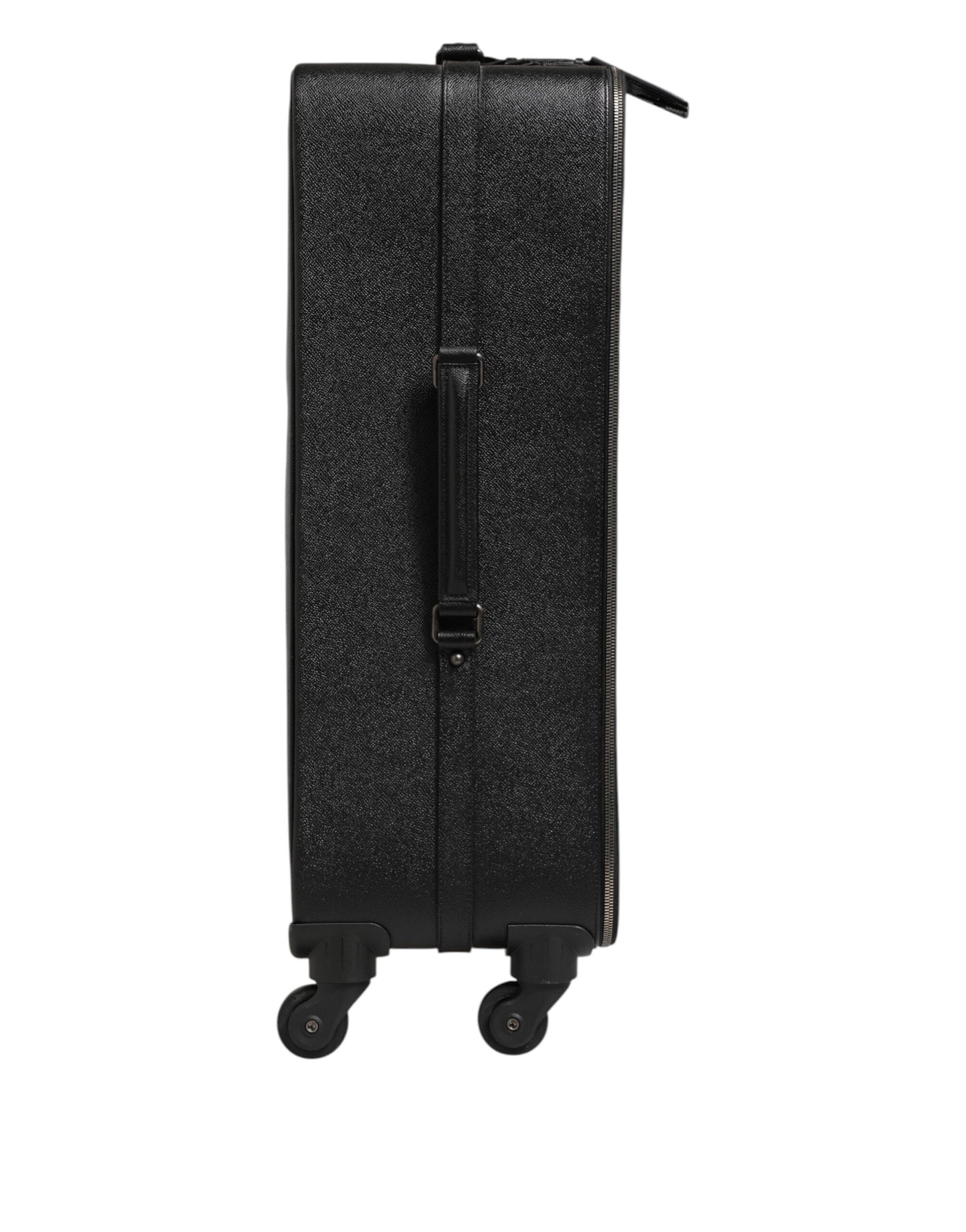 Dolce & Gabbana Gray Leather Logo Plaque Trolley Travel Wheel Men Suitcase Bag