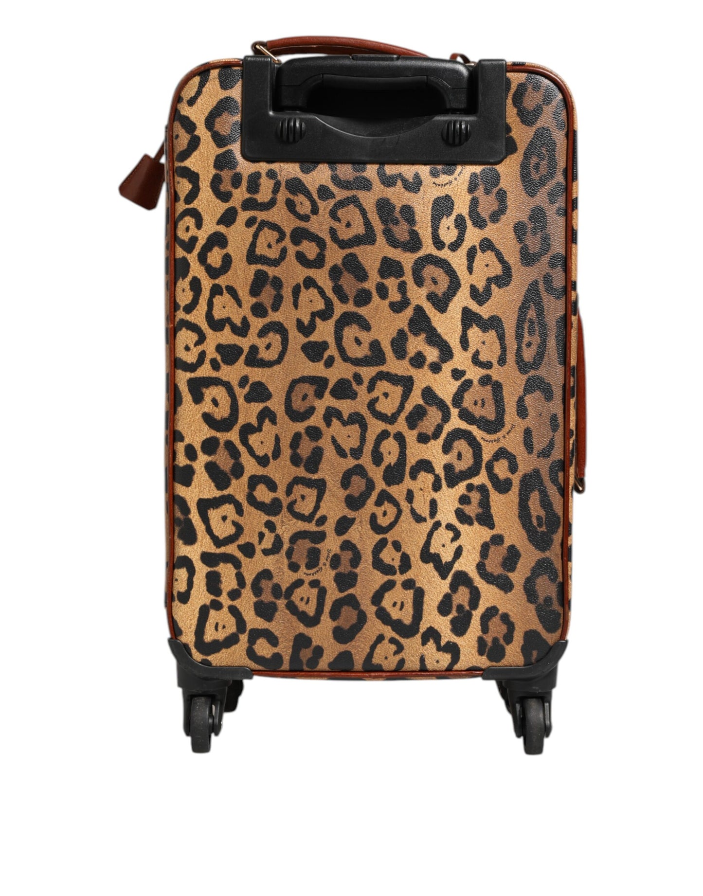 Dolce &amp; Gabbana – Trolley-Reisetasche aus Leder mit Rädern in Braun mit Leopardenmuster