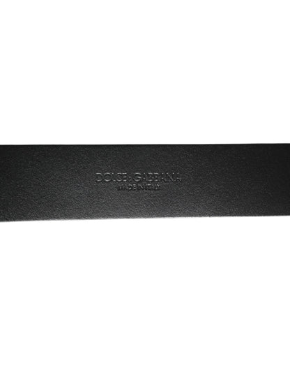 Dolce &amp; Gabbana Herrengürtel aus Leder mit genarbter Struktur, schwarz/silber