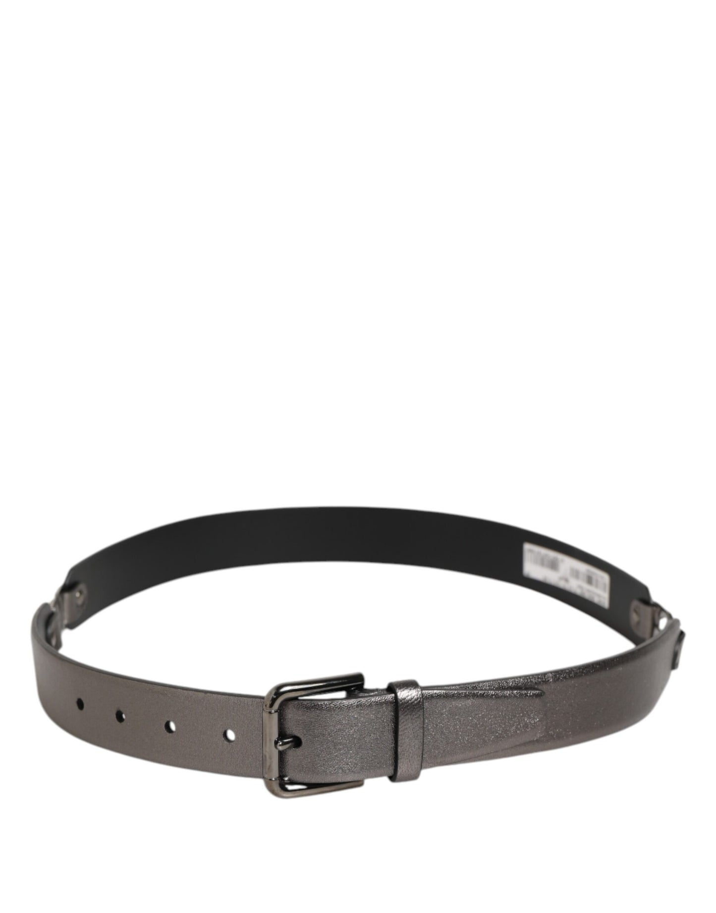 Dolce &amp; Gabbana Herrengürtel aus Leder mit genarbter Struktur, schwarz/silber