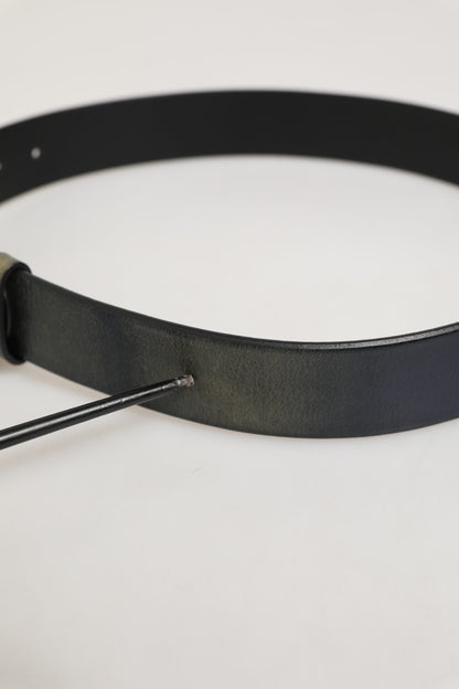 Dolce &amp; Gabbana Schwarzer klassischer silberner Metallgürtel mit DG-Logoschnalle